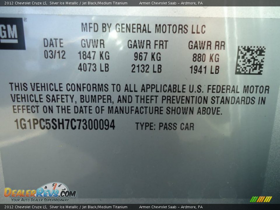 2012 Chevrolet Cruze LS Silver Ice Metallic / Jet Black/Medium Titanium Photo #14