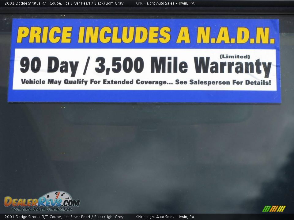 2001 Dodge Stratus R/T Coupe Ice Silver Pearl / Black/Light Gray Photo #11