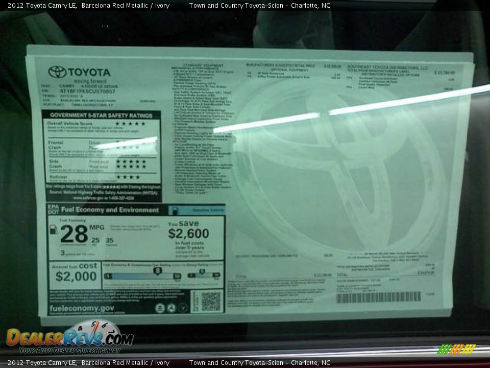 2012 Toyota Camry LE Barcelona Red Metallic / Ivory Photo #6