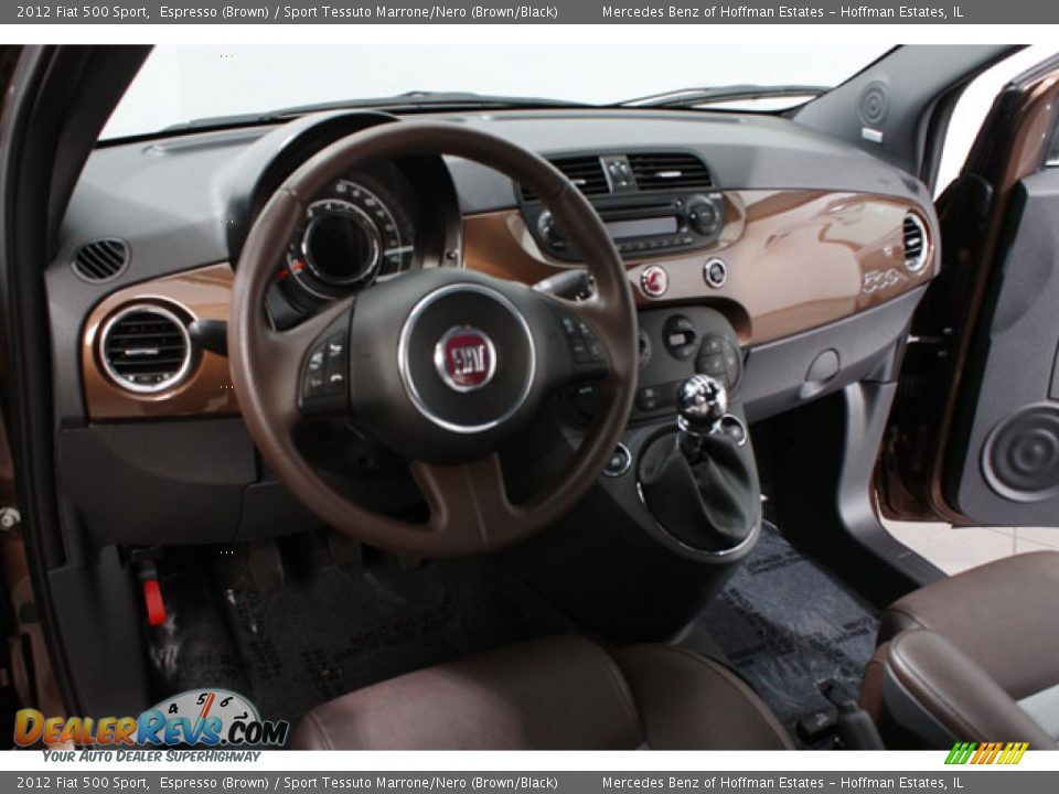 2012 Fiat 500 Sport Espresso (Brown) / Sport Tessuto Marrone/Nero (Brown/Black) Photo #6