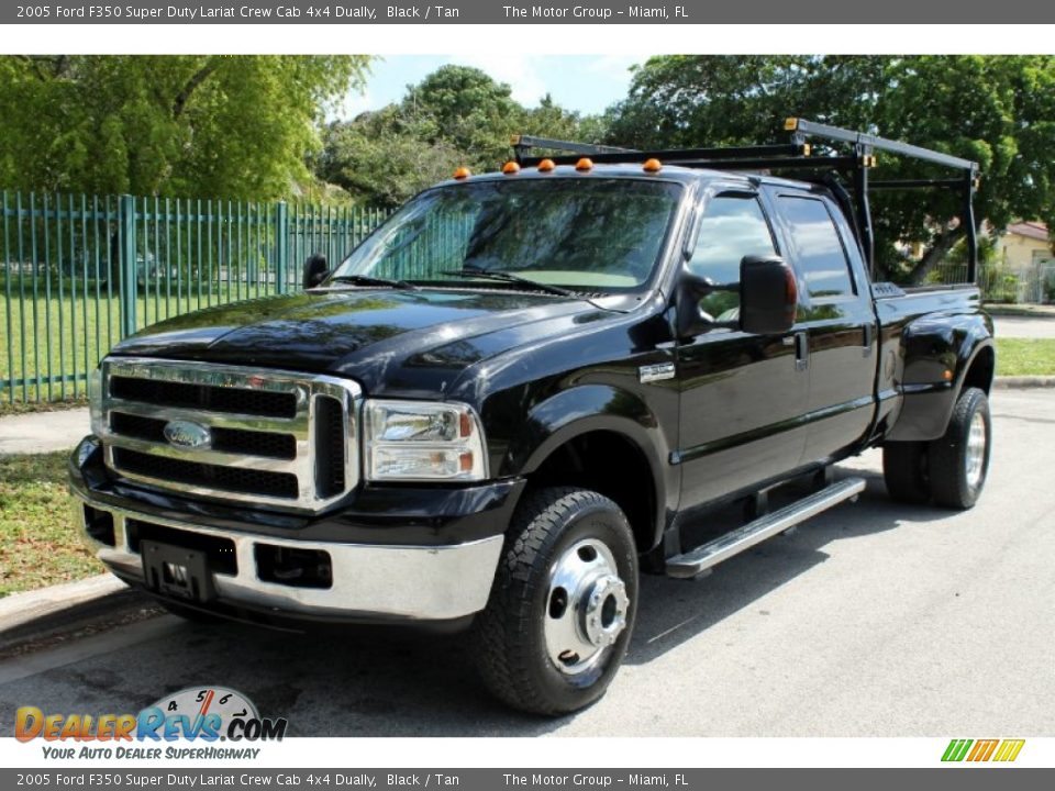 2005 Ford F350 Super Duty Lariat Crew Cab 4x4 Dually Black / Tan Photo #1