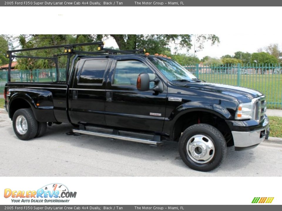 2005 Ford F350 Super Duty Lariat Crew Cab 4x4 Dually Black / Tan Photo #4