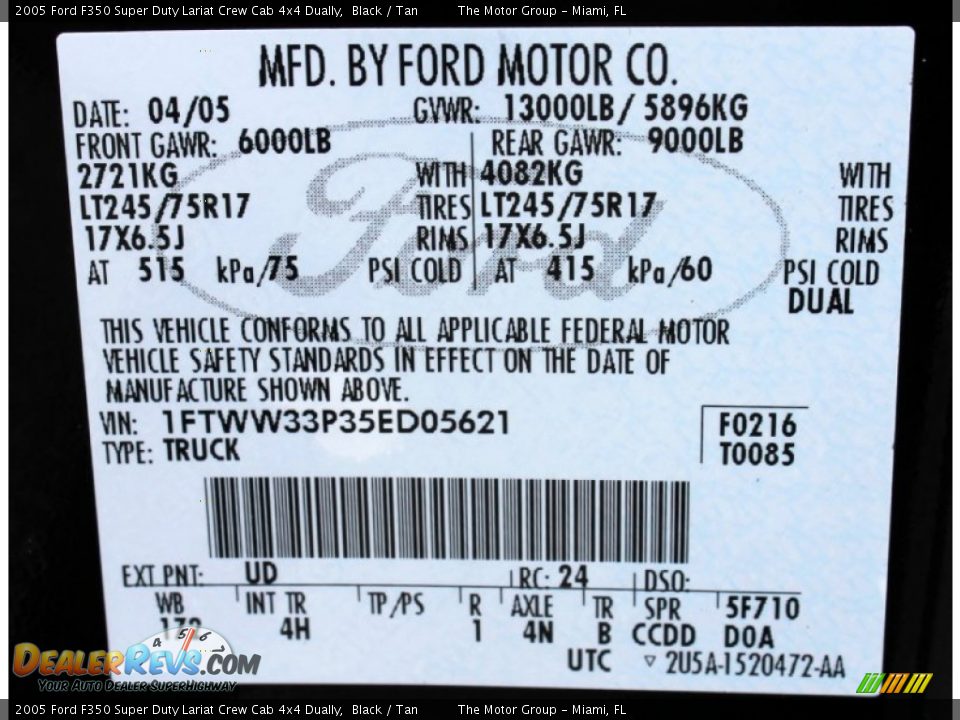 2005 Ford F350 Super Duty Lariat Crew Cab 4x4 Dually Black / Tan Photo #26