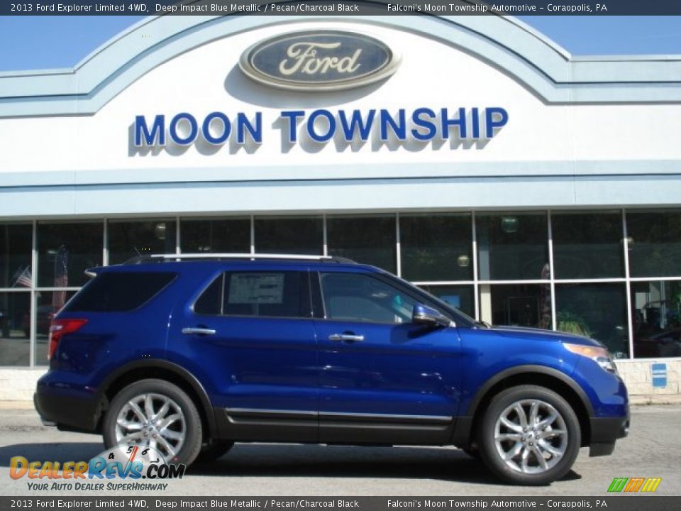 2013 Ford Explorer Limited 4WD Deep Impact Blue Metallic / Pecan/Charcoal Black Photo #1
