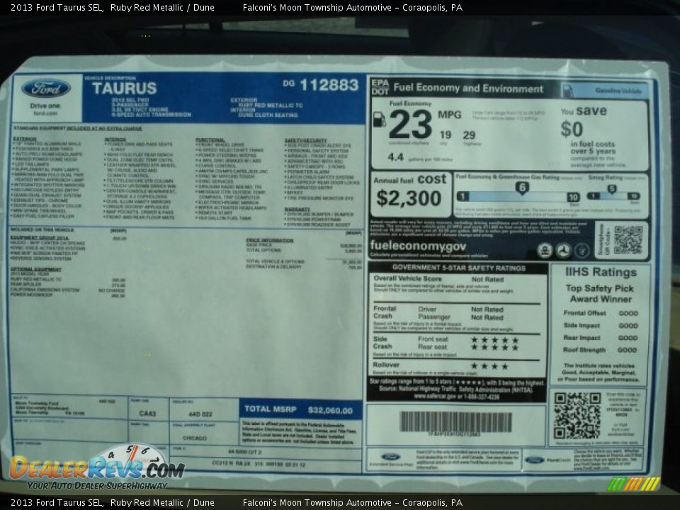 2013 Ford Taurus SEL Window Sticker Photo #19