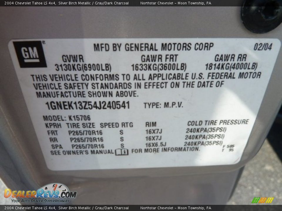 2004 Chevrolet Tahoe LS 4x4 Silver Birch Metallic / Gray/Dark Charcoal Photo #19