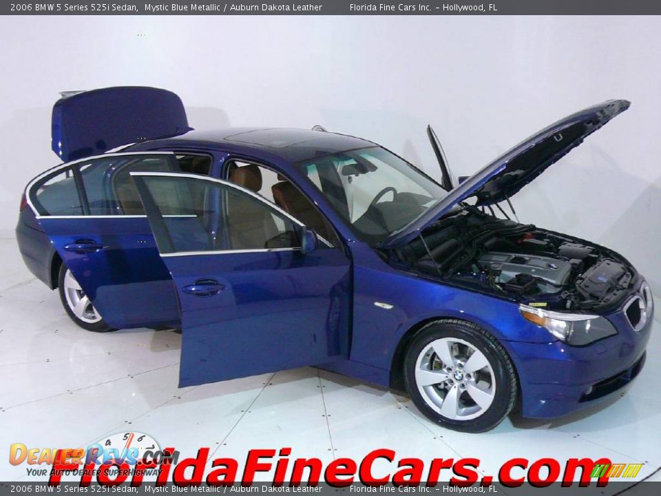 2006 BMW 5 Series 525i Sedan Mystic Blue Metallic / Auburn Dakota Leather Photo #7