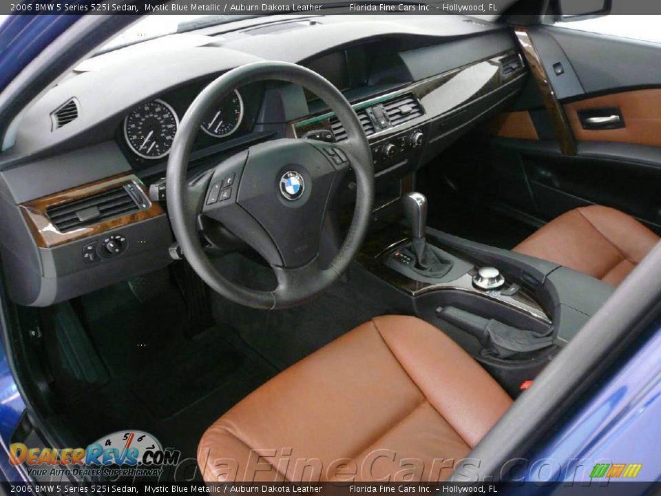 2006 BMW 5 Series 525i Sedan Mystic Blue Metallic / Auburn Dakota Leather Photo #12