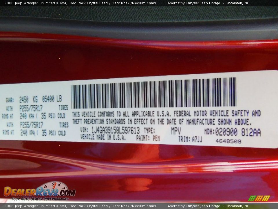 2008 Jeep Wrangler Unlimited X 4x4 Red Rock Crystal Pearl / Dark Khaki/Medium Khaki Photo #7