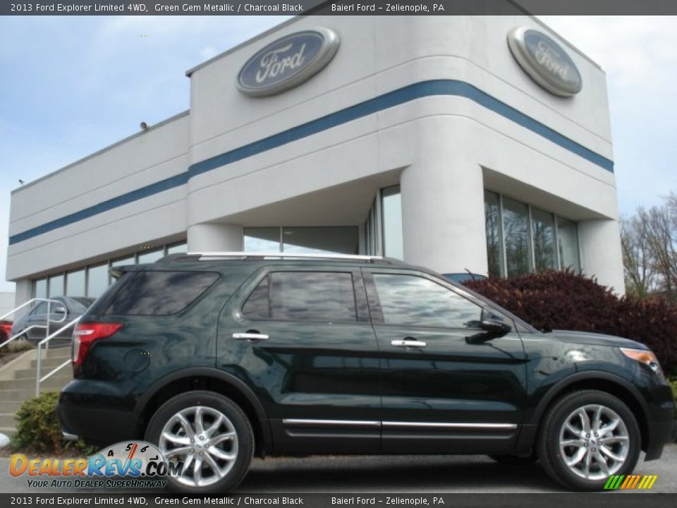 2013 Ford Explorer Limited 4WD Green Gem Metallic / Charcoal Black Photo #1