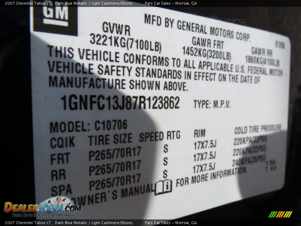 2007 Chevrolet Tahoe LT Dark Blue Metallic / Light Cashmere/Ebony Photo #16