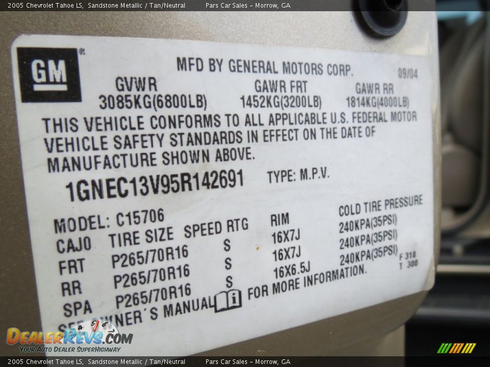 2005 Chevrolet Tahoe LS Sandstone Metallic / Tan/Neutral Photo #13
