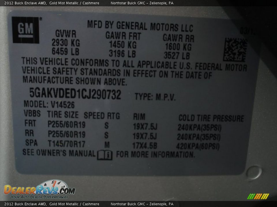 2012 Buick Enclave AWD Gold Mist Metallic / Cashmere Photo #20