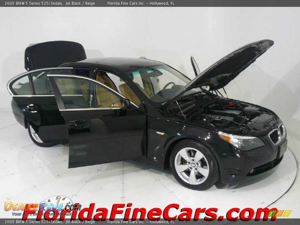 2005 BMW 5 Series 525i Sedan Jet Black / Beige Photo #7