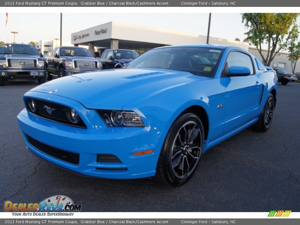 2013 Ford Mustang GT Premium Coupe Grabber Blue / Charcoal Black/Cashmere Accent Photo #6