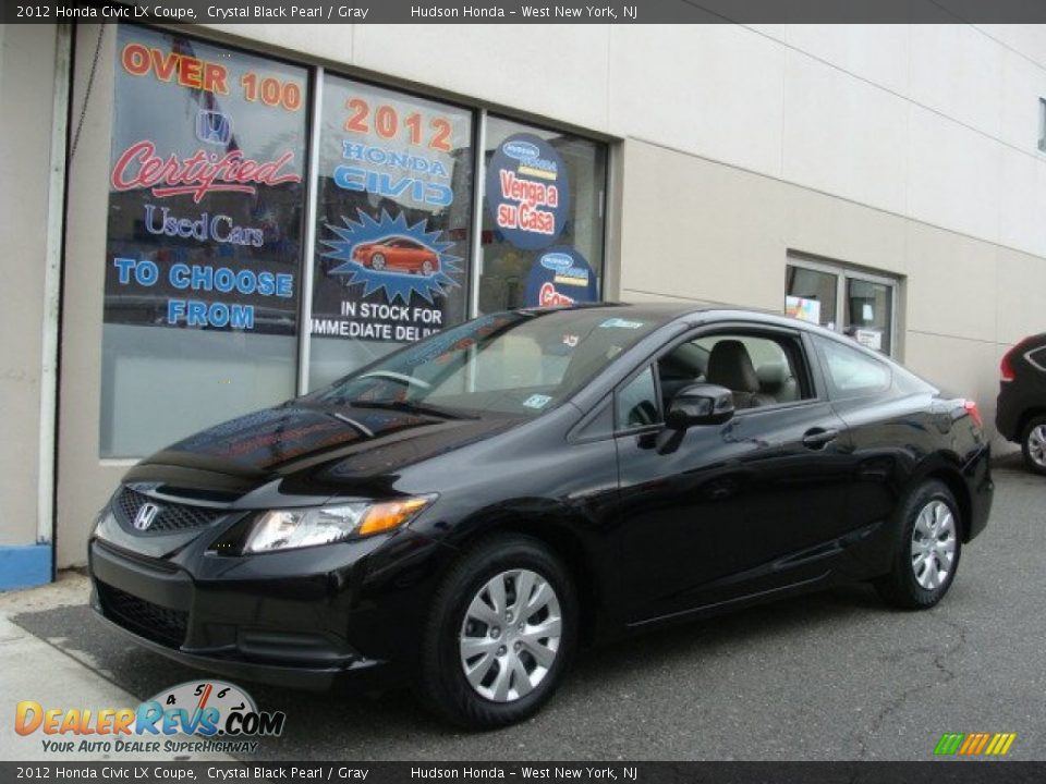 2012 Honda Civic LX Coupe Crystal Black Pearl / Gray Photo #1