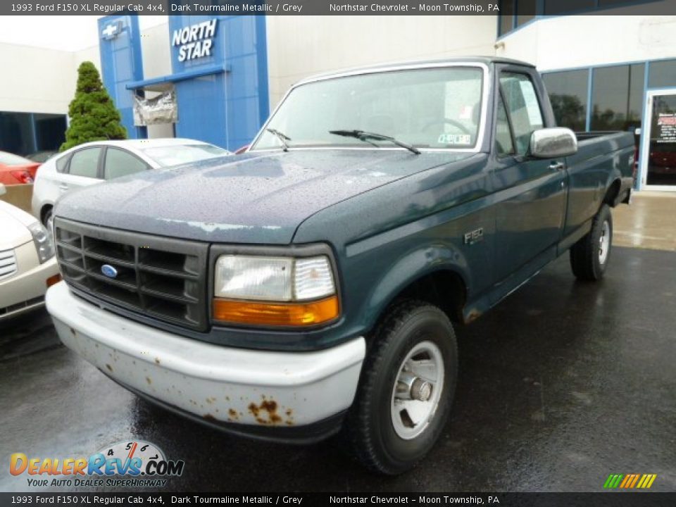 1993 Ford F150 XL Regular Cab 4x4 Dark Tourmaline Metallic / Grey Photo #5