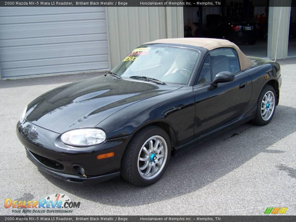 2000 Mazda MX-5 Miata LS Roadster Brilliant Black Metallic / Beige Photo #1