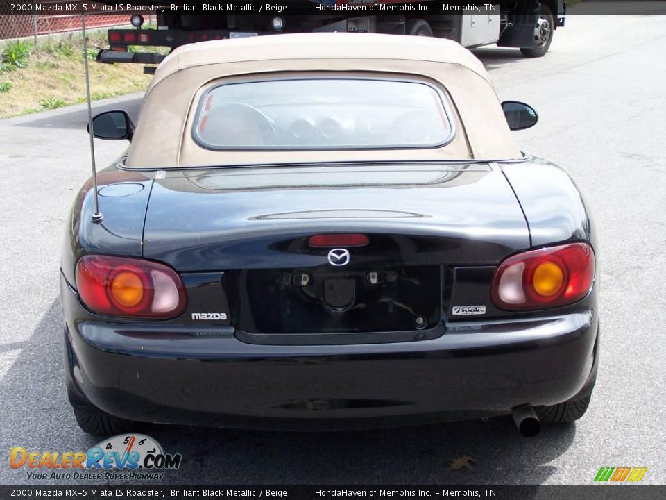 2000 Mazda MX-5 Miata LS Roadster Brilliant Black Metallic / Beige Photo #2