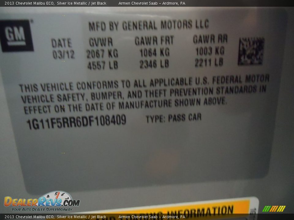 2013 Chevrolet Malibu ECO Silver Ice Metallic / Jet Black Photo #16