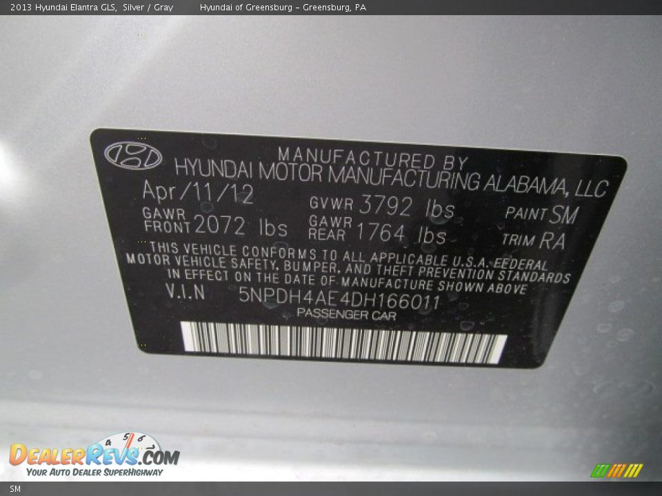 Hyundai Color Code SM Silver