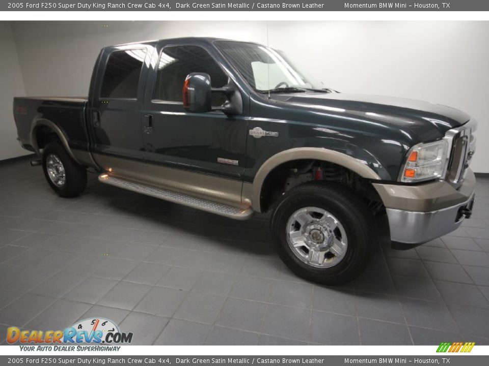 2005 Ford F250 Super Duty King Ranch Crew Cab 4x4 Dark Green Satin Metallic / Castano Brown Leather Photo #1
