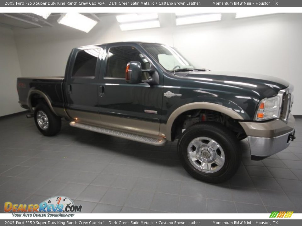 2005 Ford F250 Super Duty King Ranch Crew Cab 4x4 Dark Green Satin Metallic / Castano Brown Leather Photo #7