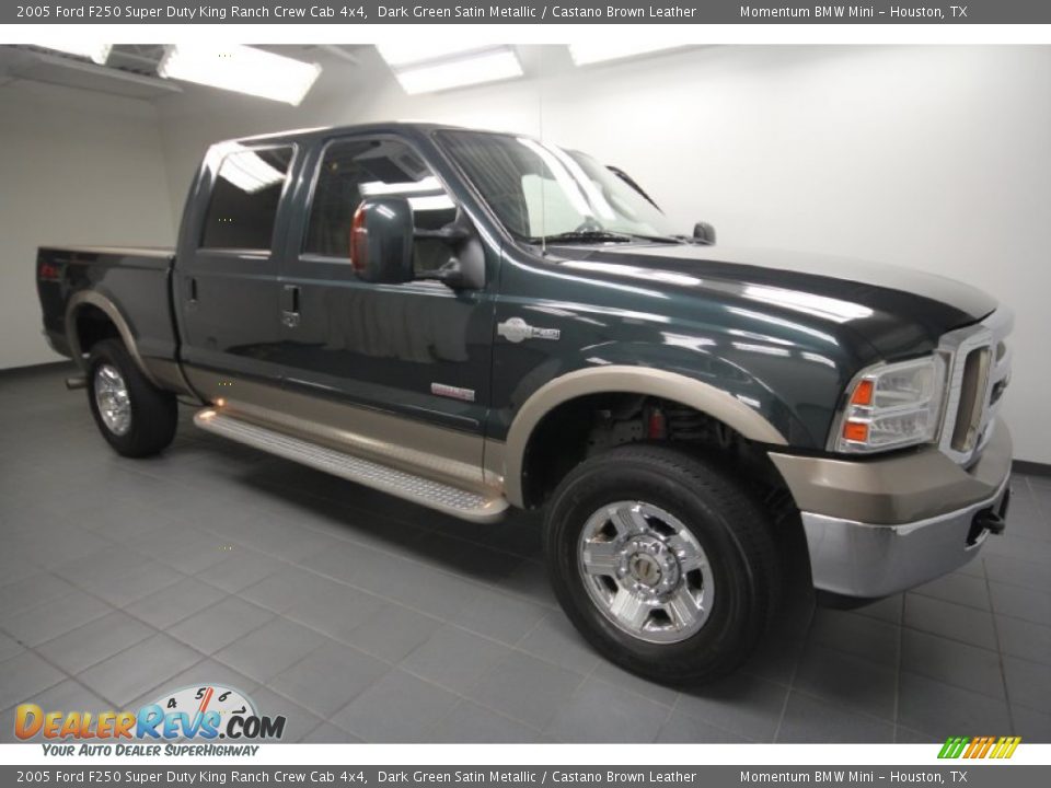 2005 Ford F250 Super Duty King Ranch Crew Cab 4x4 Dark Green Satin Metallic / Castano Brown Leather Photo #9