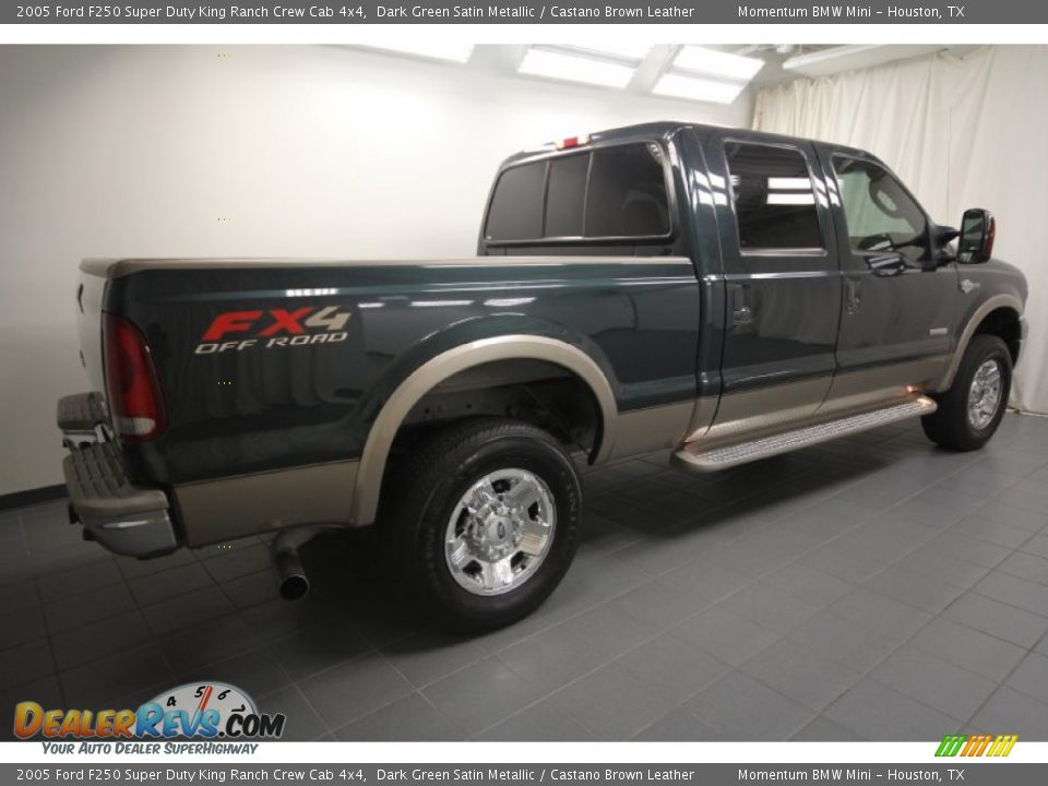 2005 Ford F250 Super Duty King Ranch Crew Cab 4x4 Dark Green Satin Metallic / Castano Brown Leather Photo #12