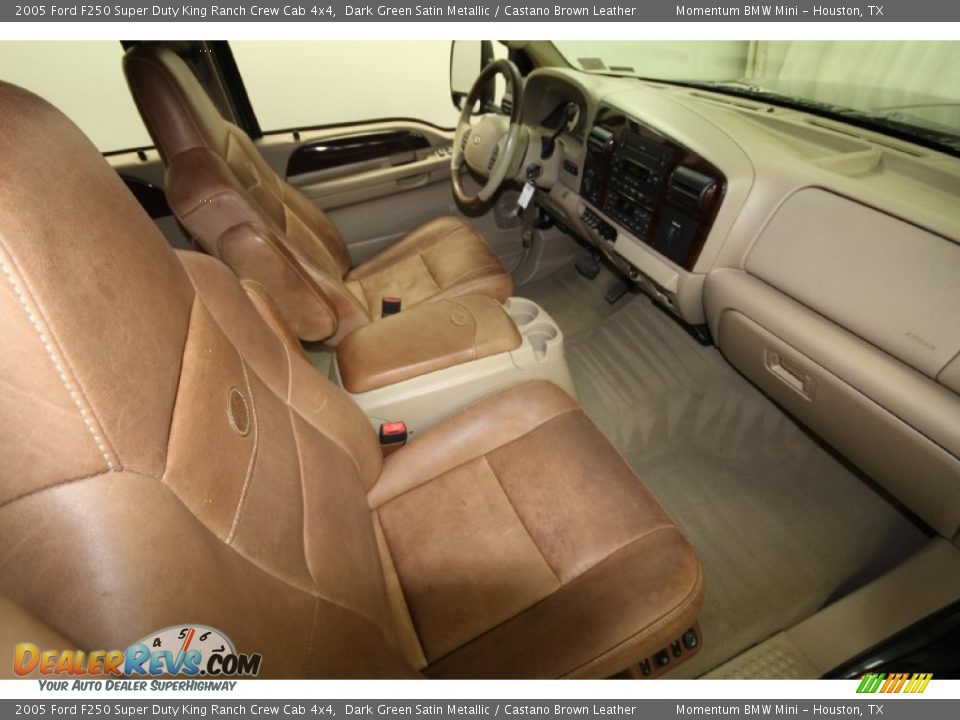 2005 Ford F250 Super Duty King Ranch Crew Cab 4x4 Dark Green Satin Metallic / Castano Brown Leather Photo #36