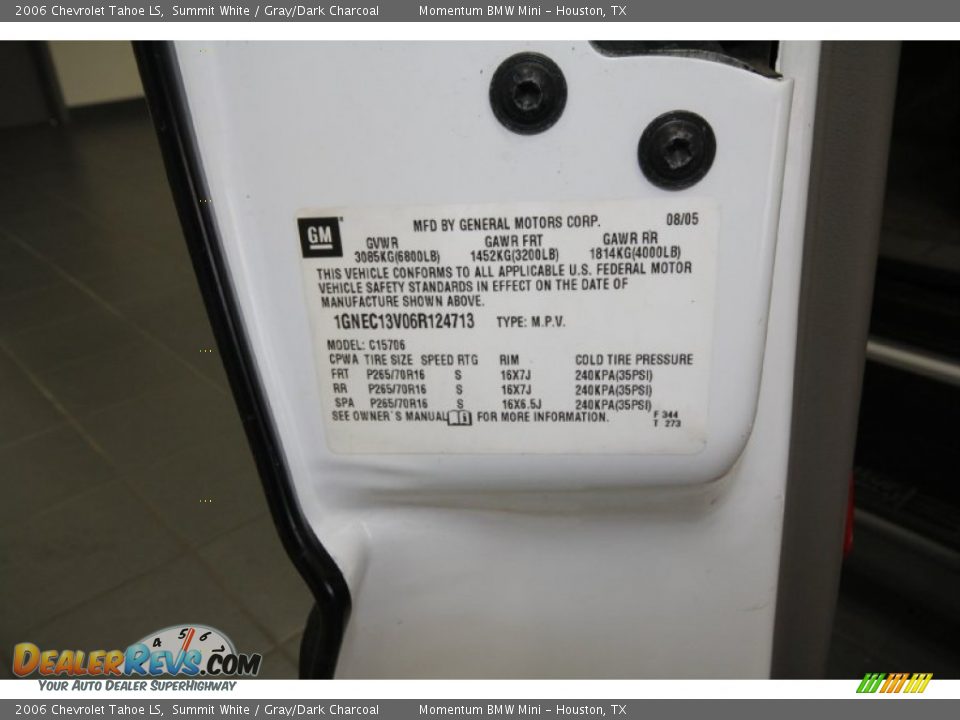 2006 Chevrolet Tahoe LS Summit White / Gray/Dark Charcoal Photo #10