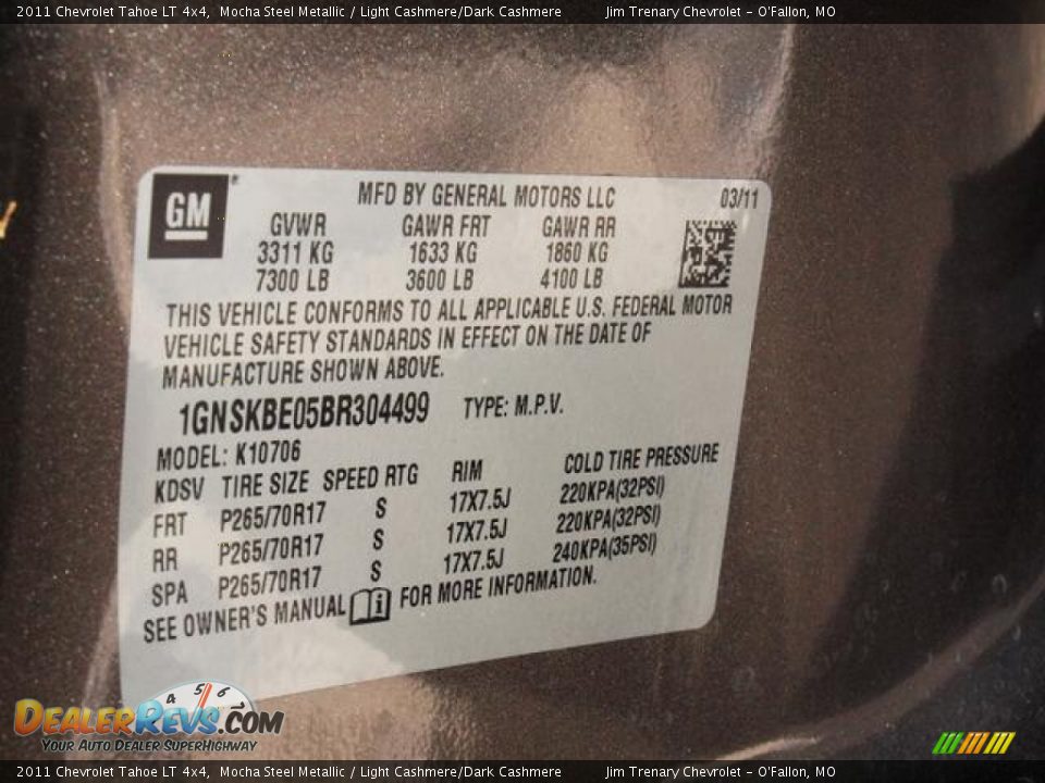 2011 Chevrolet Tahoe LT 4x4 Mocha Steel Metallic / Light Cashmere/Dark Cashmere Photo #16