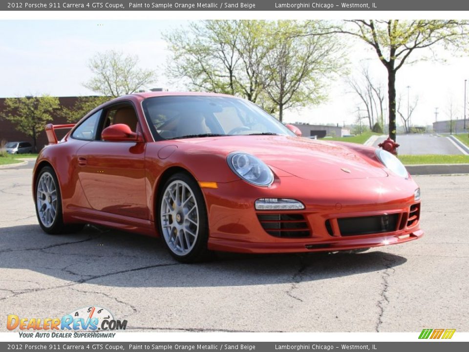 2012 Porsche 911 Carrera 4 GTS Coupe Paint to Sample Orange Metallic / Sand Beige Photo #7