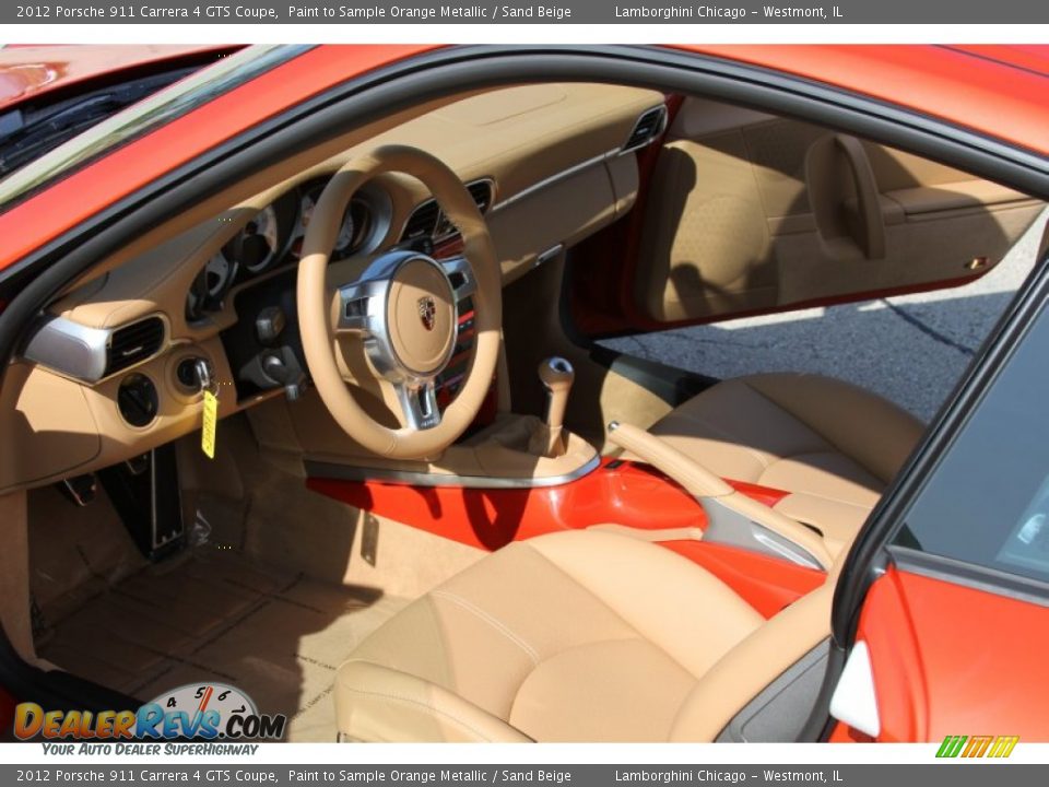 2012 Porsche 911 Carrera 4 GTS Coupe Paint to Sample Orange Metallic / Sand Beige Photo #13