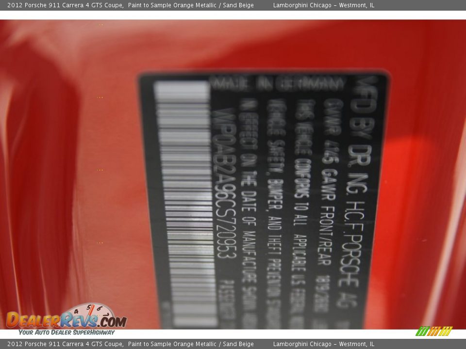 2012 Porsche 911 Carrera 4 GTS Coupe Paint to Sample Orange Metallic / Sand Beige Photo #19