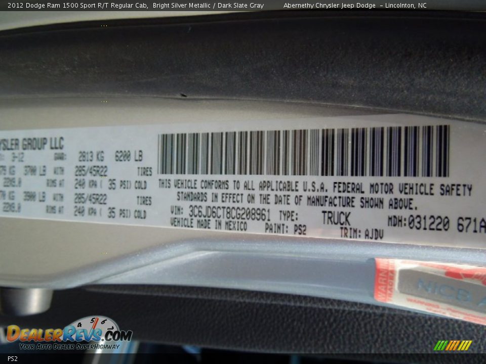 PS2 - 2012 Dodge Ram 1500