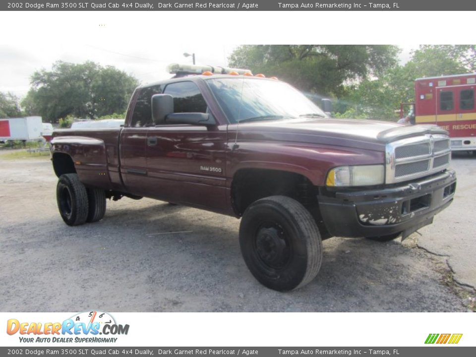 2002 Dodge Ram 3500 SLT Quad Cab 4x4 Dually Dark Garnet Red Pearlcoat / Agate Photo #5