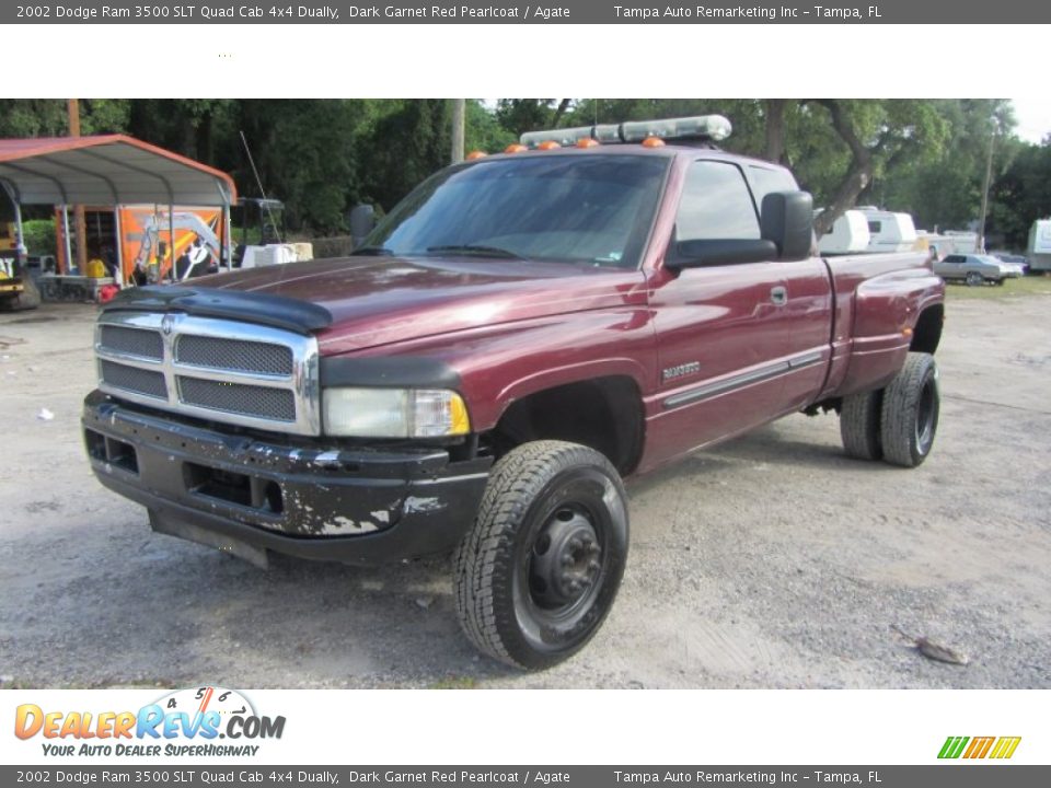 2002 Dodge Ram 3500 SLT Quad Cab 4x4 Dually Dark Garnet Red Pearlcoat / Agate Photo #6