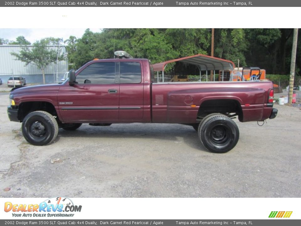 2002 Dodge Ram 3500 SLT Quad Cab 4x4 Dually Dark Garnet Red Pearlcoat / Agate Photo #7