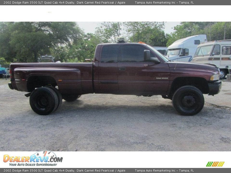 2002 Dodge Ram 3500 SLT Quad Cab 4x4 Dually Dark Garnet Red Pearlcoat / Agate Photo #8