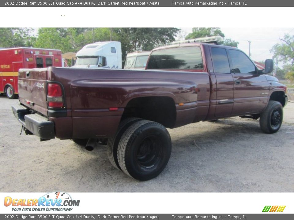 2002 Dodge Ram 3500 SLT Quad Cab 4x4 Dually Dark Garnet Red Pearlcoat / Agate Photo #10