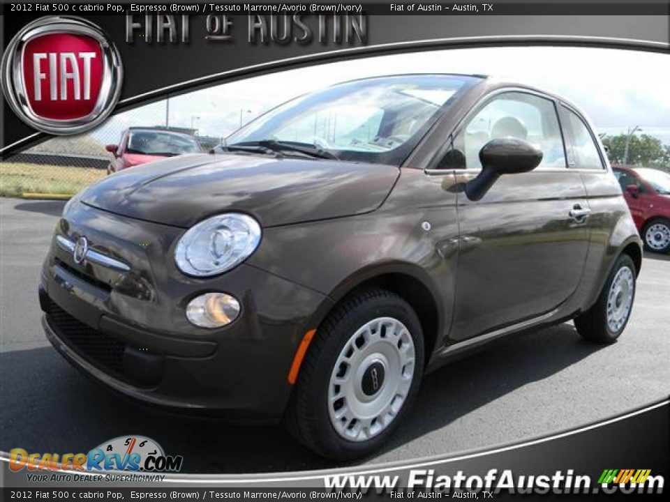 2012 Fiat 500 c cabrio Pop Espresso (Brown) / Tessuto Marrone/Avorio (Brown/Ivory) Photo #1