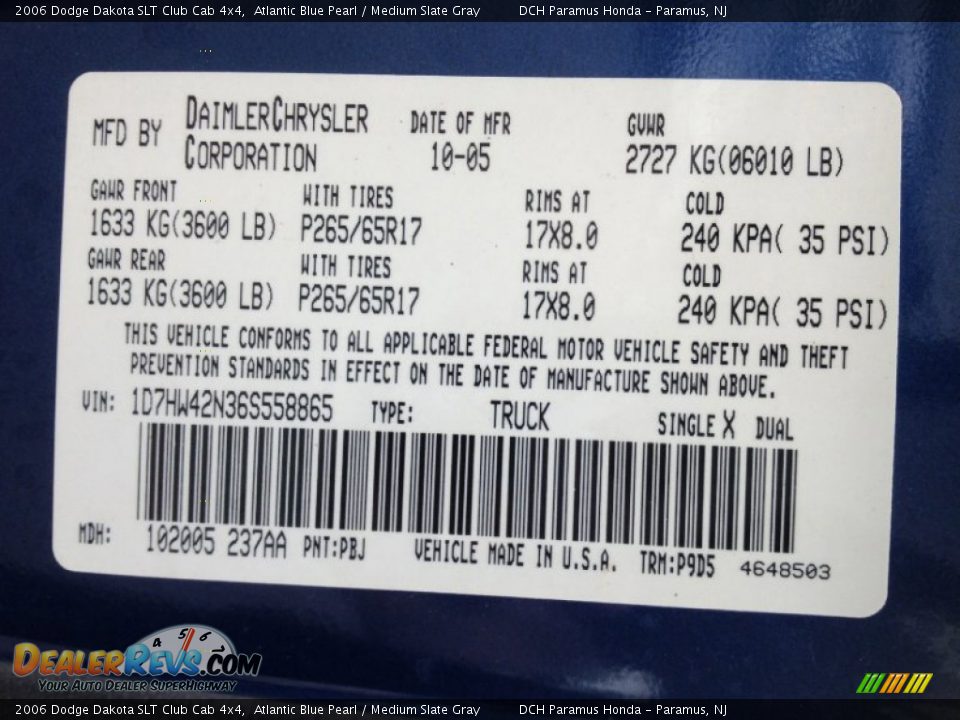 2006 Dodge Dakota SLT Club Cab 4x4 Atlantic Blue Pearl / Medium Slate Gray Photo #27