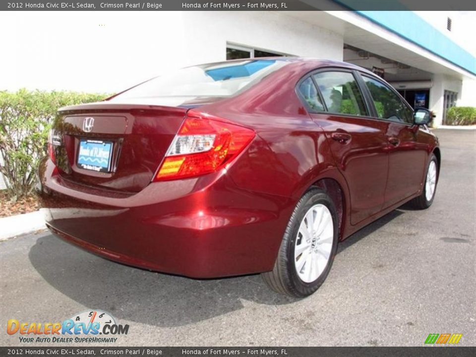 2012 Honda Civic EX-L Sedan Crimson Pearl / Beige Photo #3