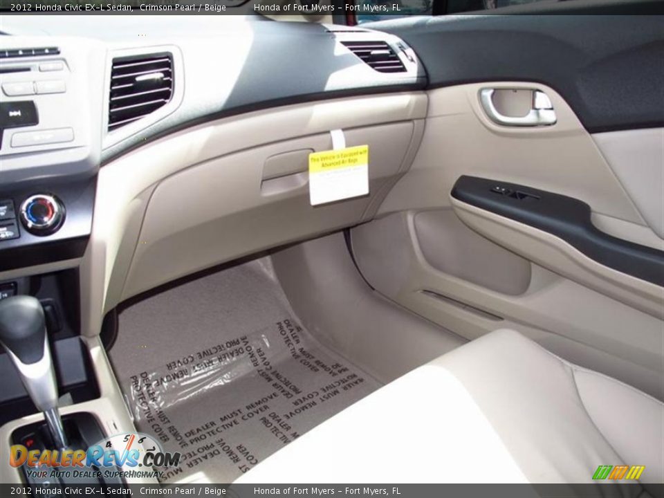 2012 Honda Civic EX-L Sedan Crimson Pearl / Beige Photo #7