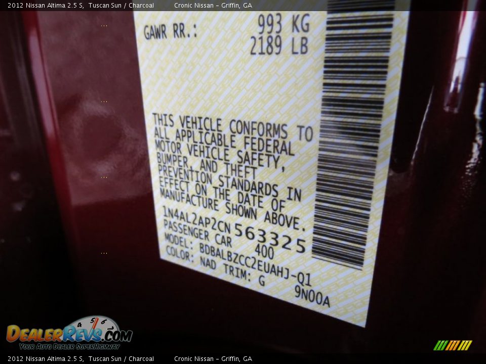 2012 Nissan Altima 2.5 S Tuscan Sun / Charcoal Photo #17