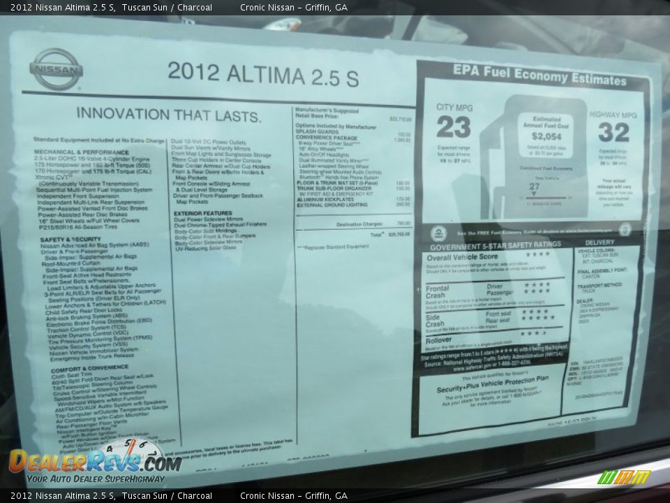 2012 Nissan Altima 2.5 S Tuscan Sun / Charcoal Photo #18