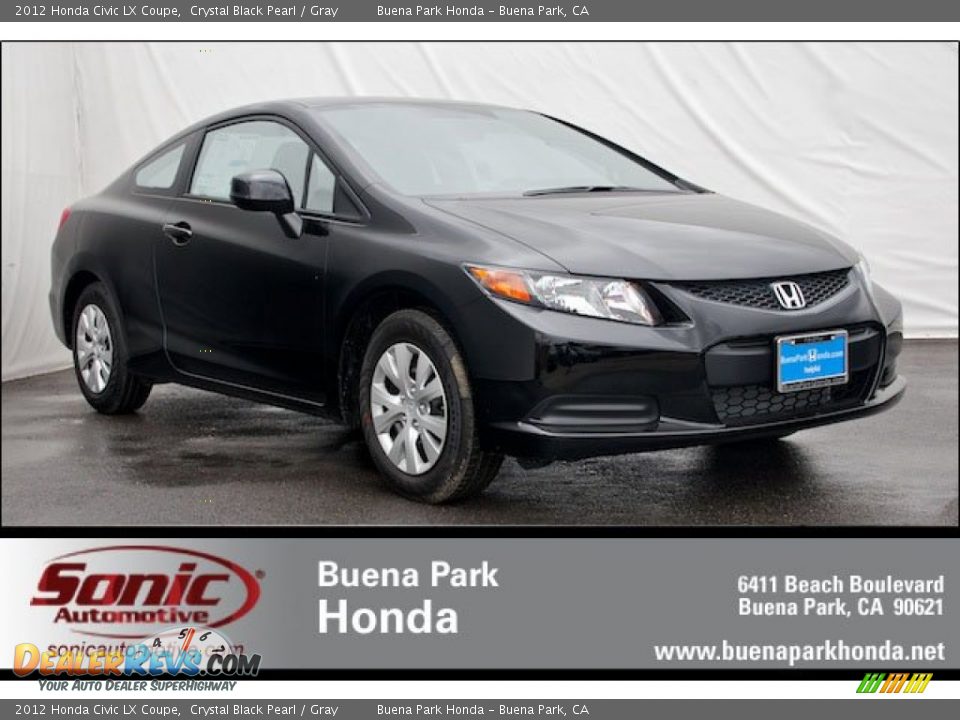 2012 Honda Civic LX Coupe Crystal Black Pearl / Gray Photo #1
