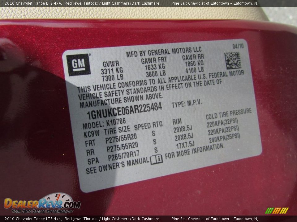 2010 Chevrolet Tahoe LTZ 4x4 Red Jewel Tintcoat / Light Cashmere/Dark Cashmere Photo #12
