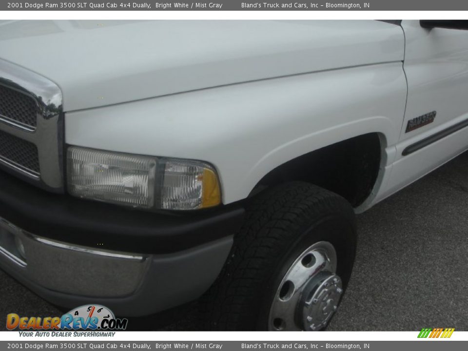 2001 Dodge Ram 3500 SLT Quad Cab 4x4 Dually Bright White / Mist Gray Photo #4